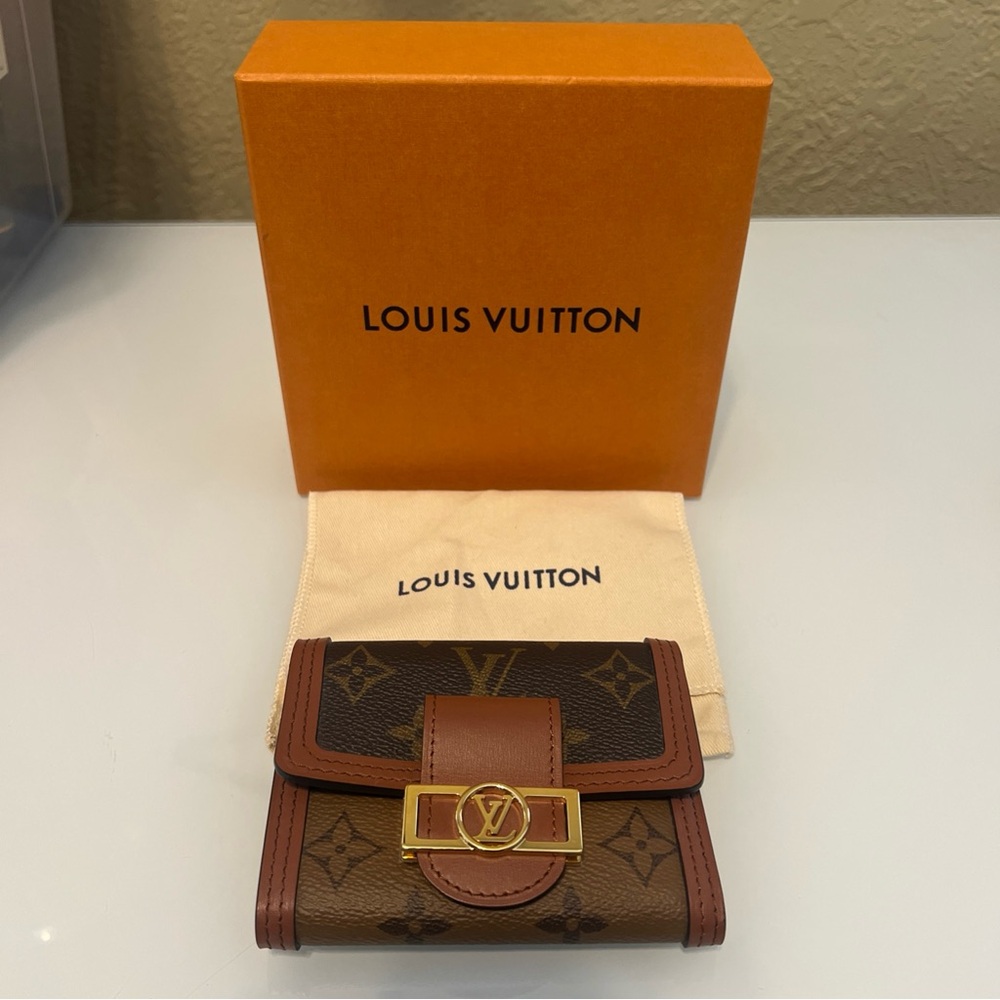 Louis Vuitton Monogram Dauphine compact Wallet with Gold Accent